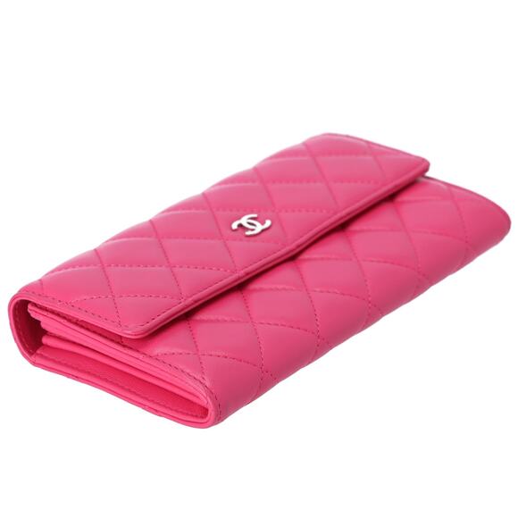 CHANEL Matelasse Long Flap Wallet Fuschia Pink Lambskin - Picture 3 of 6